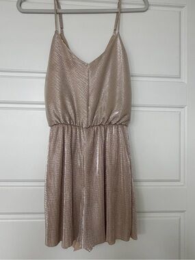 Everly Metallic Gold Pleated Mini Romper